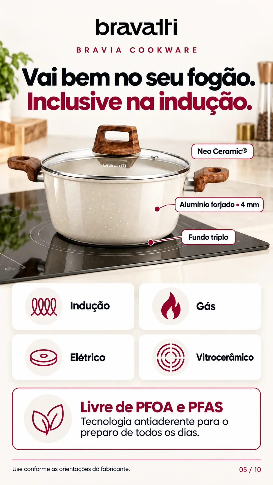 Compatível com todos os fogões e revestimento Neo Ceramic