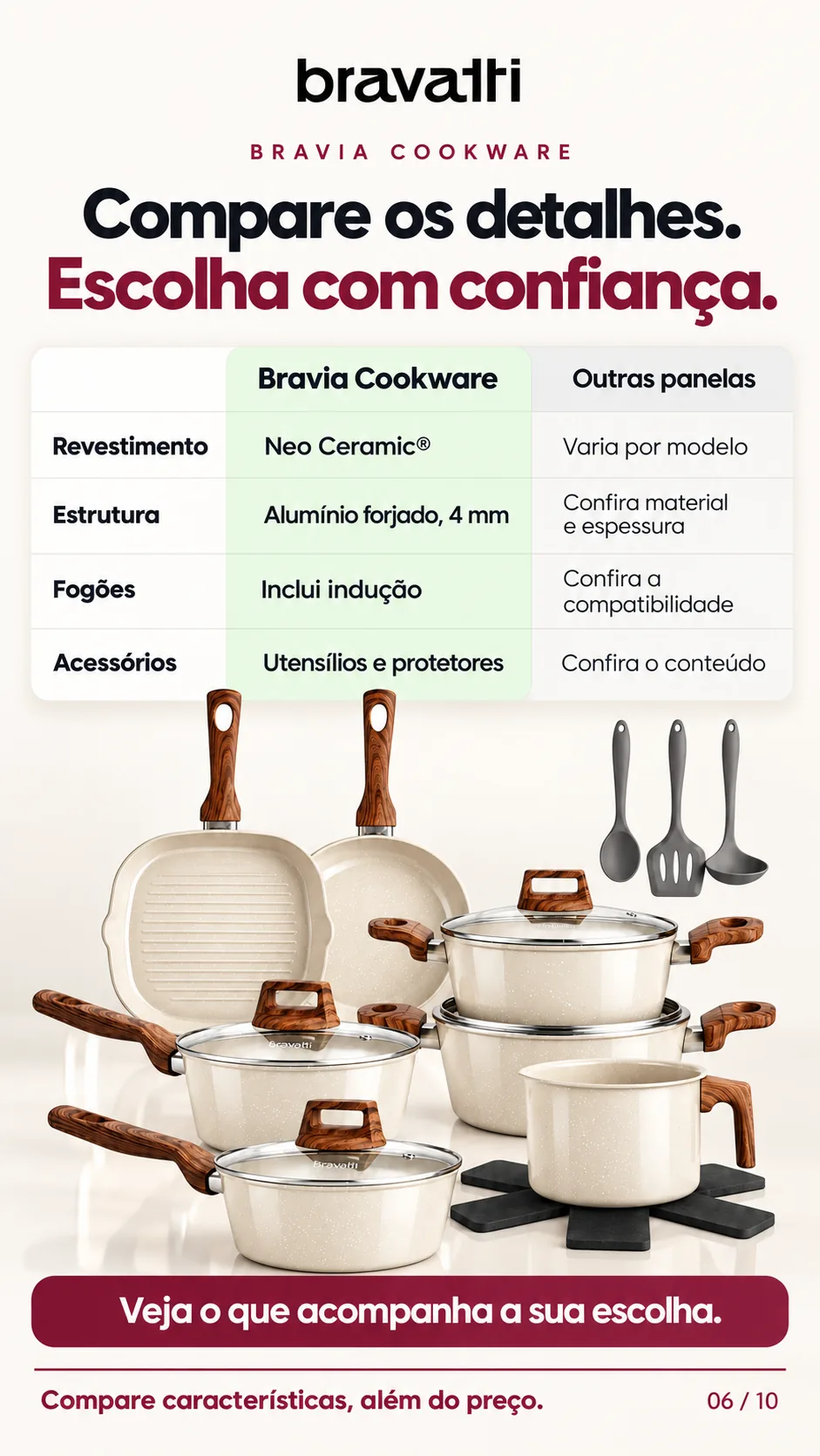 Comparação com outras panelas